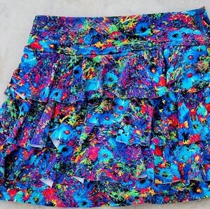 NWOT DONA JO 1 RUFFLE TIERED BACK VIBRANT SKORT TENNIS GOLF PICKLEBALL Sz XS - S
